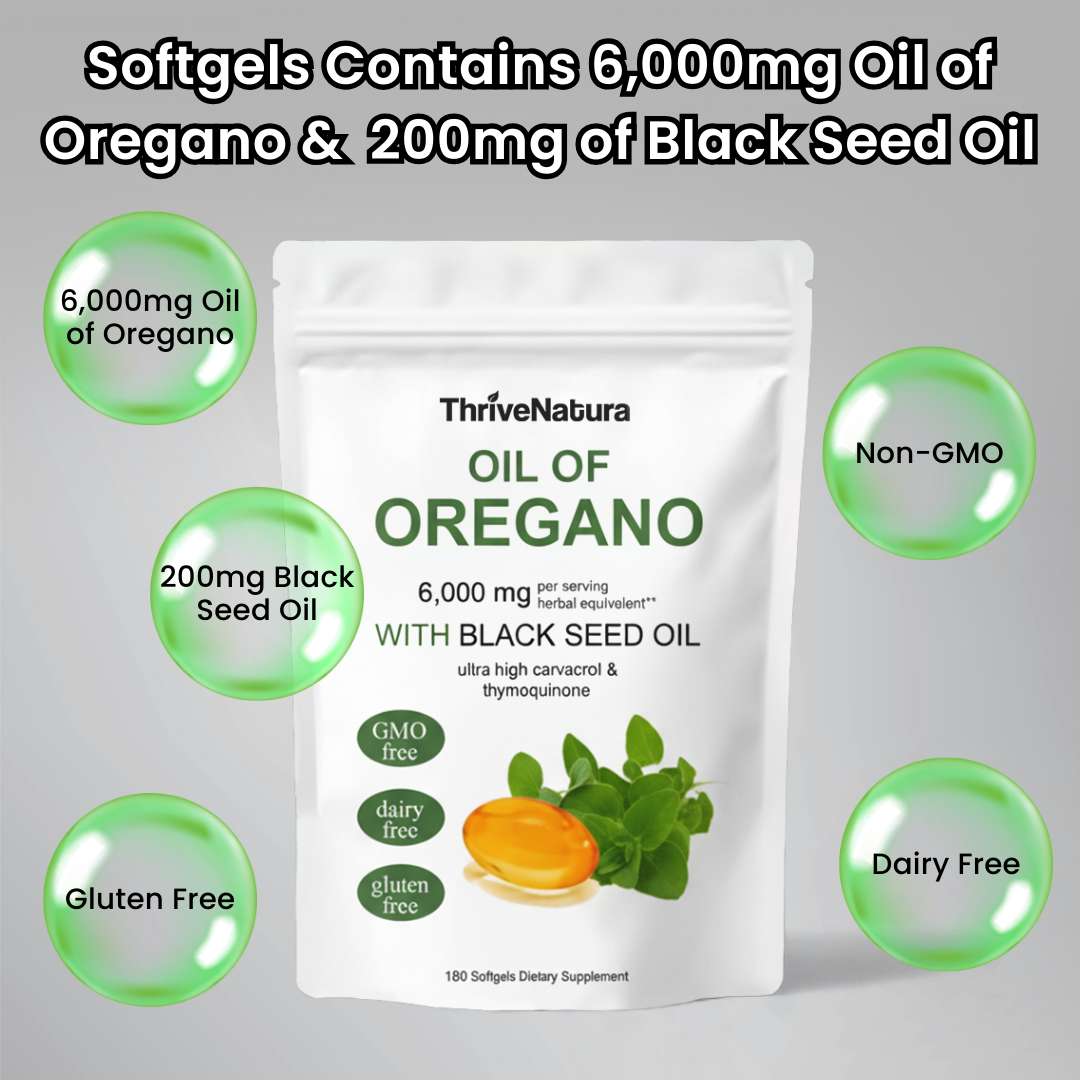 ThriveNatura Oil of Oregano with Black Seed Oil Softgels