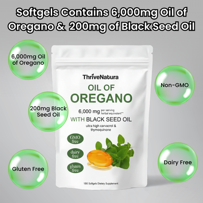 ThriveNatura Oil of Oregano with Black Seed Oil Softgels