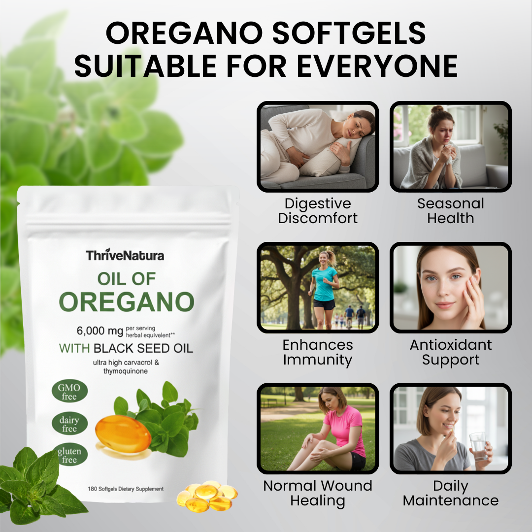 ThriveNatura Oil of Oregano with Black Seed Oil Softgels